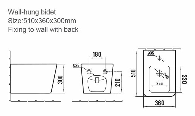 Zen подвесной унитаз с биде матовый черный с крышкой