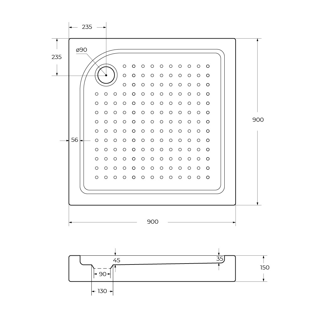 Акриловый поддон BelBagno TRAY-BB-A-90-15-W