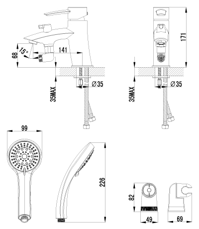 Смеситель на борт ванны Lemark Atlantiss (LM3215C)