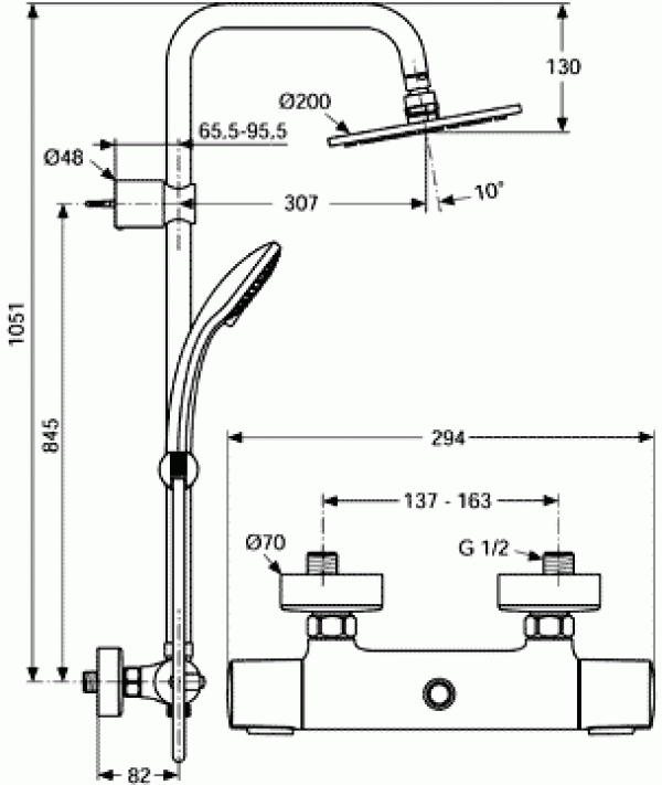 Душевая система Ideal Standard Ideal Duo A5686AA для душа