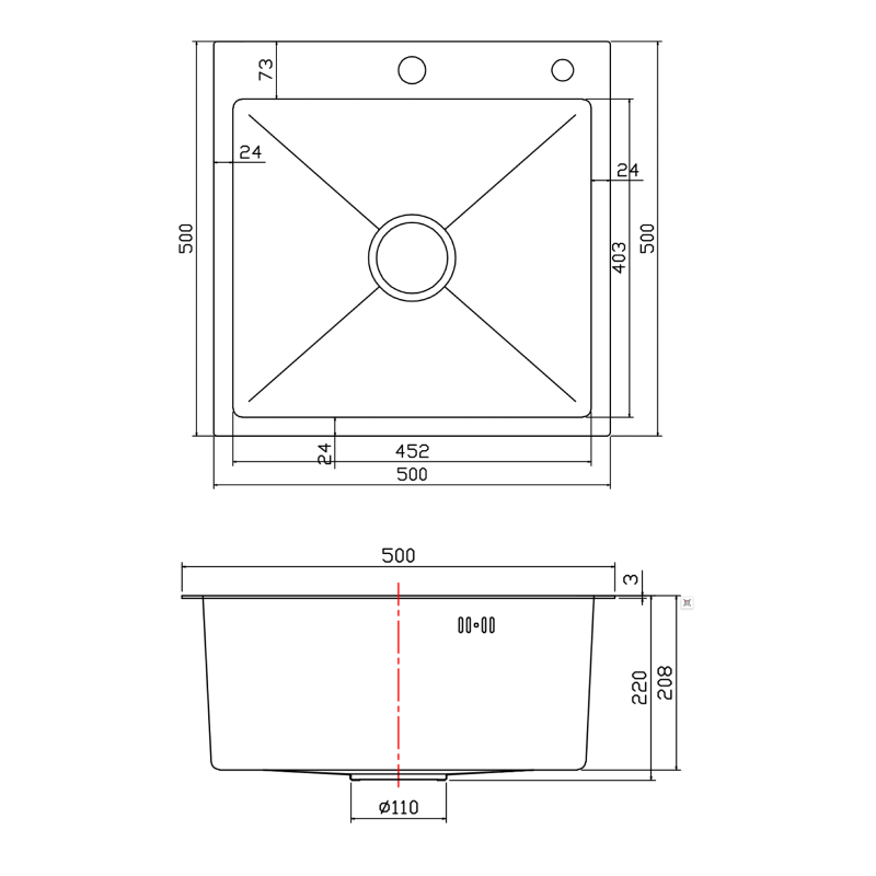 Мойка для кухни Fmark FSC5050Q, графит