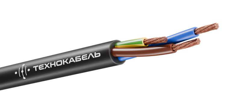 Провод ПВС 3х2.5 (2х2.5+1х2.5) 380В Ч (бухта) (м) Технокабель 00-00148760
