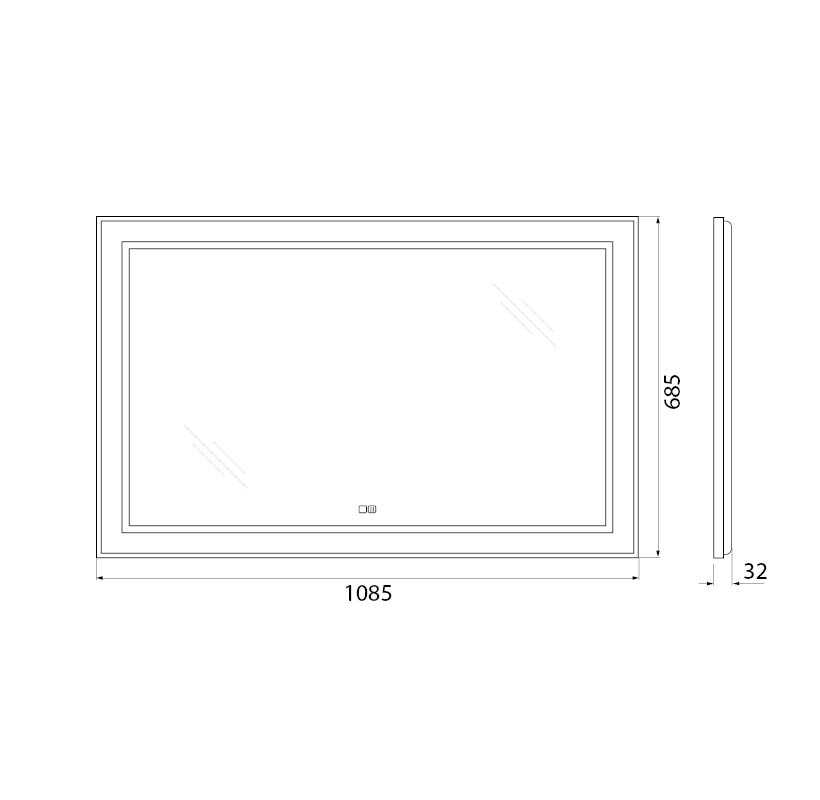 Зеркало BelBagno SPC-KRAFT-1085-685-TCH-WARM-NERO