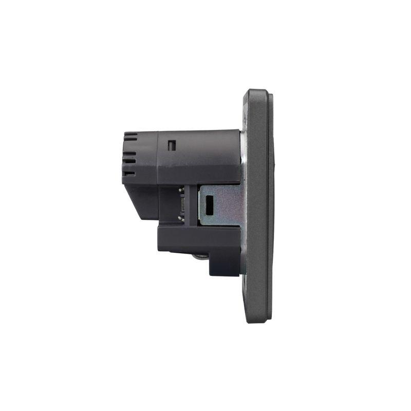 Розетка 1-м СП ROUND MIELE 16А с заземл. защ. шторки с USB A+C быстрой зарядки 5В/3А титан Kranz KR-78-0704-2