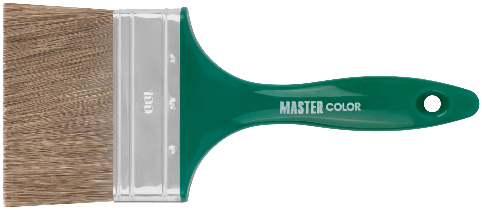 Кисть флейцевая, толщ. 16 мм, 70% ПЭT/30% натур. щетина, нерж.обжим, пласт.ручка, ширина 100 мм