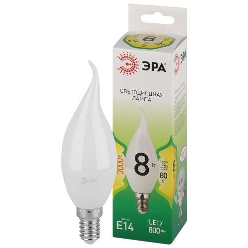 Лампа светодиодная GREEN LINE BXS-8W-830-E14 GL 8Вт свеча на ветру 3000К свет тепл. E14 Эра Б0067103