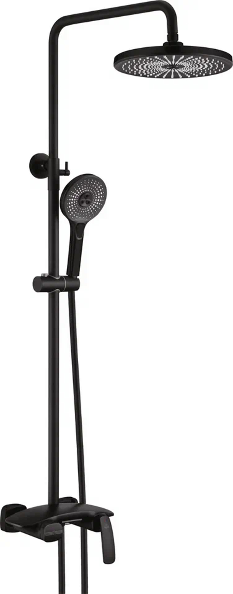 Душевая система с каскадным изливом Rose R1136H, черный