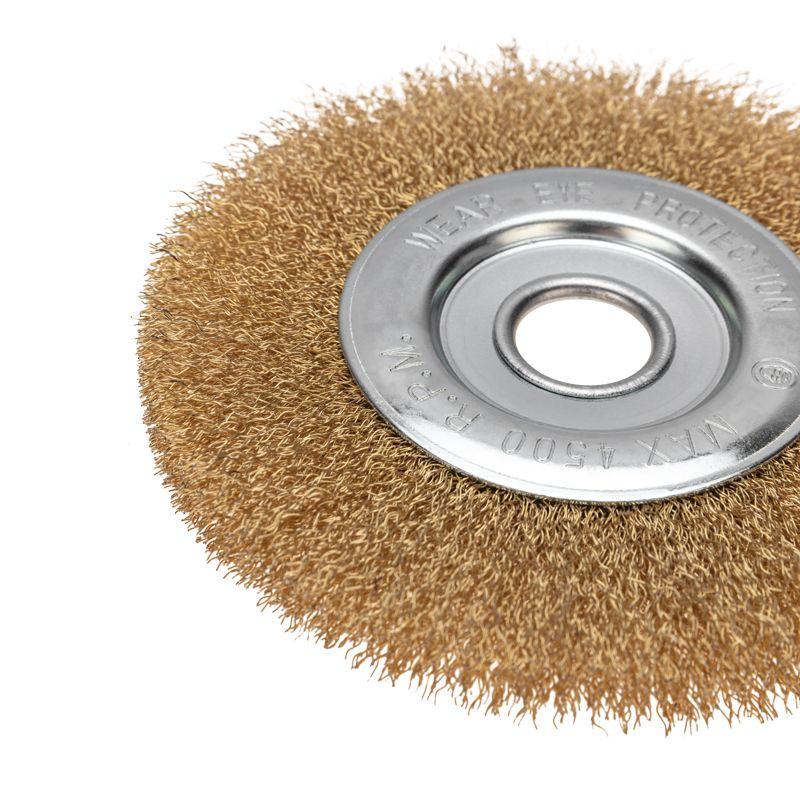Щетка дисковая для УШМ витая латунированная проволока 150мм отв. 22.23мм Kranz KR-91-1232