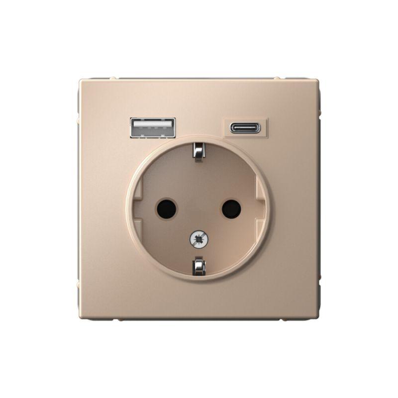 Розетка ArtGallery 16А с 2-мя заряд. устройствами USB A+C 5В/2.4А/3А 2х5В/1.5А механизм песочн. SE GAL001232