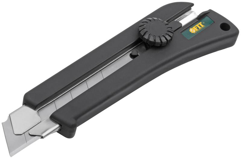 Нож технический 25мм усиленный эластичн. корпус с вращ. прижимом "профи" FIT 10325