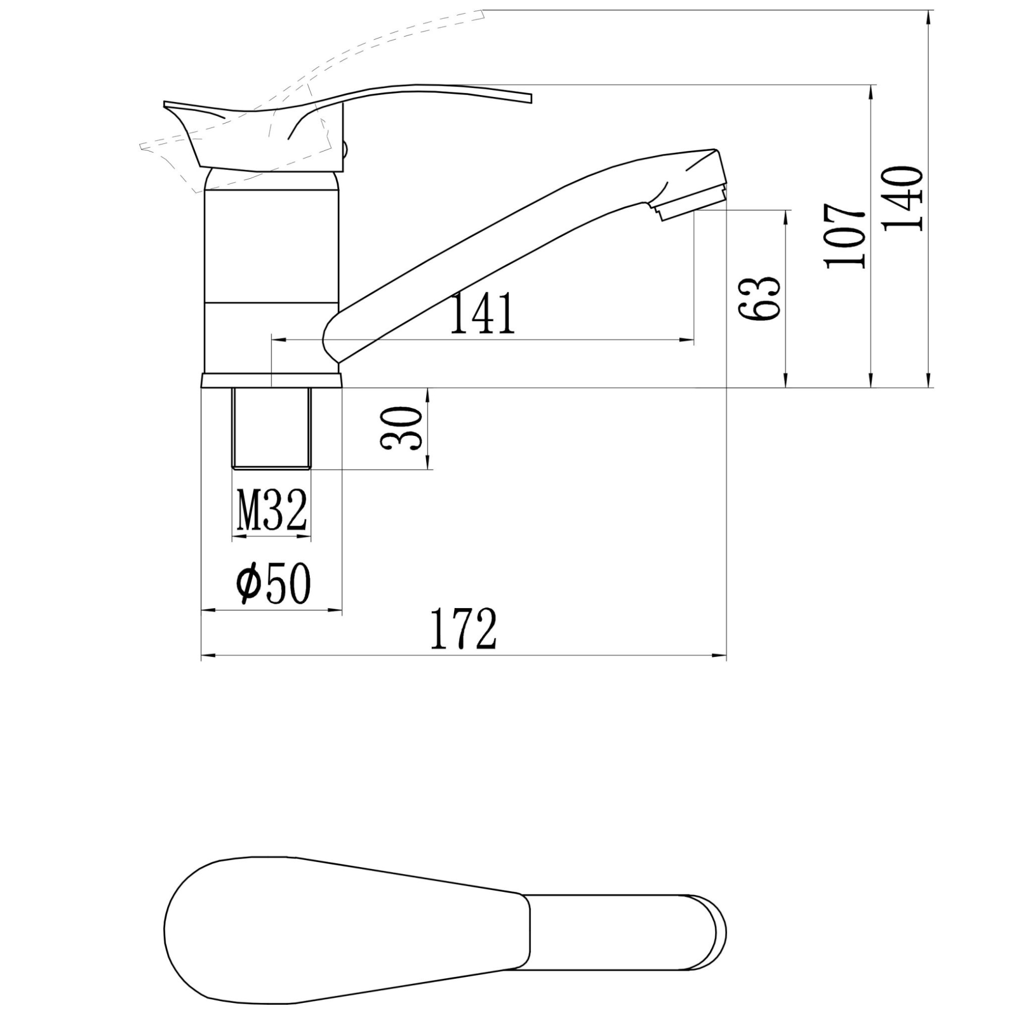 Смеситель для кухни Savol S-T4506, хром