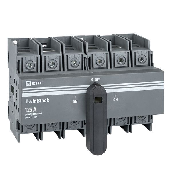 Рубильник 3п 125A реверсивный c рукояткой для прямой установки TwinBlock EKF tb-s-125-3p-rev