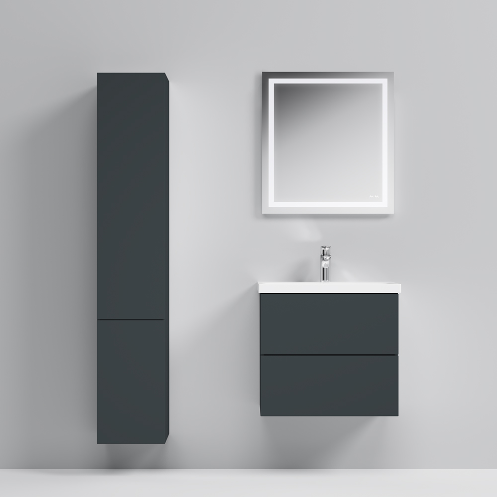 M90FHX06022GM GEM, База под раковину, подвесная, 60 см, 2 ящика push-to-open, графит матовый