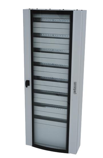 Корпус щита распределительного 600х1800х250мм DIN-рейки 264M(11х24) навесной прозр. дверца из гнутого стекла метал. сер. Cetinkaya Pano CPD6018025SUMS