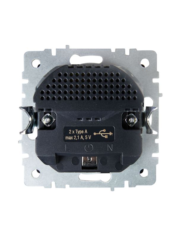 Розетка BRITE РЮш10-1-БрТБ 16А с USB A+A 2.1А с заземл. защ. шторки темн. механизм бронза IEK BR-R14-16-U21-D21-K45