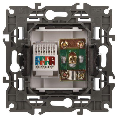 Розетка компьютерная + телевизионная Elegance 14-3110-01М RJ45+TV матов. бел. Эра Б0065767