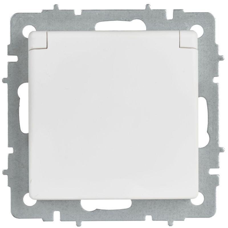 Розетка BRITE РСбш10-3-БрАБ 16А IP20 с заземл. защ. шторки с крышкой механизм арктич. бел. IEK BR-R16-16-K91