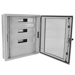 Корпус щита распределительного 450х650х100мм DIN-рейки 60M(3х20) встраив. прозр. дверца из гнутого стекла метал. сер. Cetinkaya Pano CPD4506510SAPP