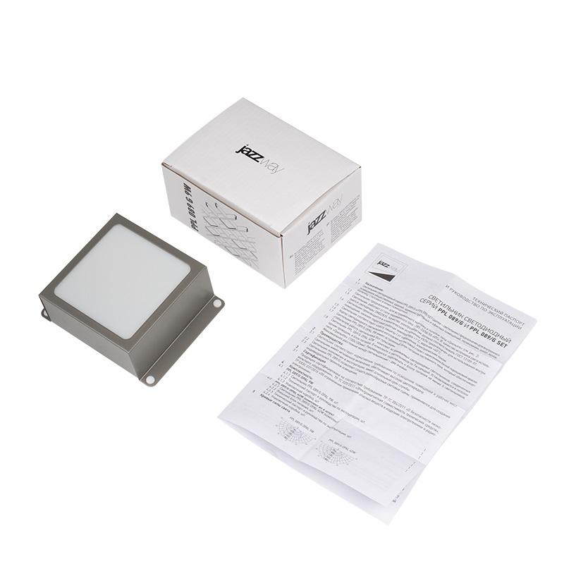 Светильник светодиодный PPL 089/G OPAL 9Вт 3000К IP40 GREY Грильято 100х100мм Домино ДВО JazzWay 5068988