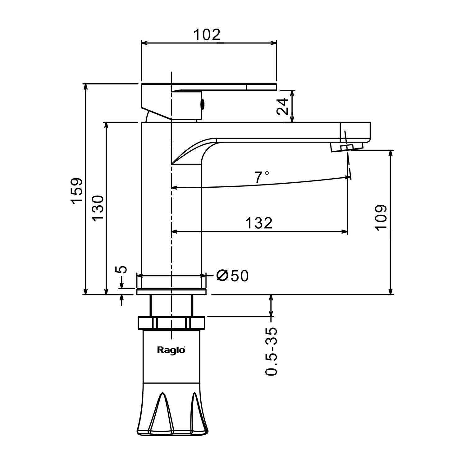 Смеситель для раковины Raglo R50.10.23, золото