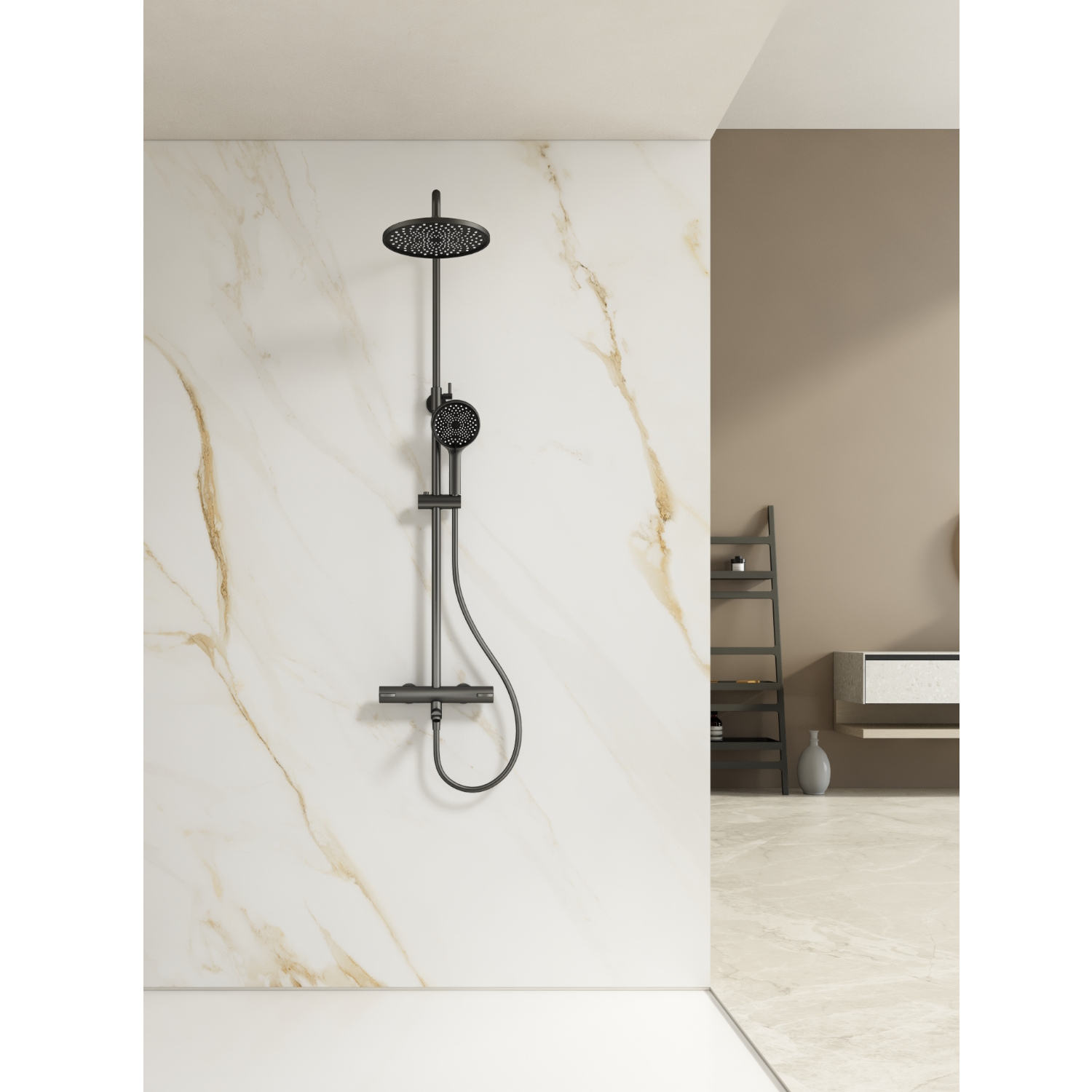 Душевая система с термостатом Splenka S223.26.09, графит