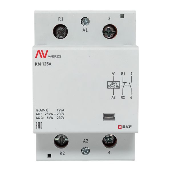 Контактор модульный КМ 125А 1NC+1NO 230В AC (3 мод.) AVERES EKF km-av-3-125-11-230V