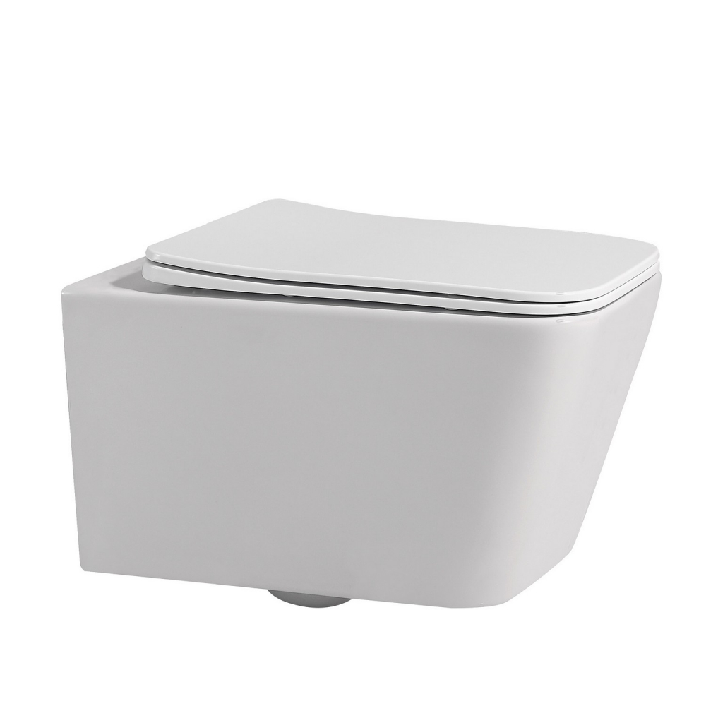 Комплект подвесной унитаз ABBER Rechteck AC1201 белый с инсталляцией AC0105 и кнопкой AC0121MCH матовый хром