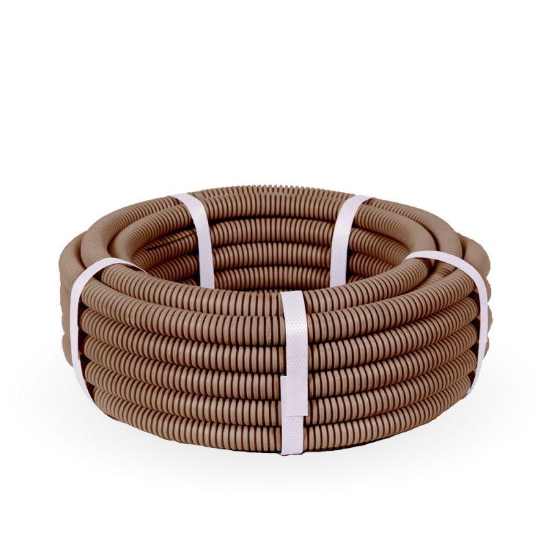 Труба гофрированная ПВХ легкая d16мм с протяжкой 350 Н бук черн. (уп.10м) Промрукав PR01.0036