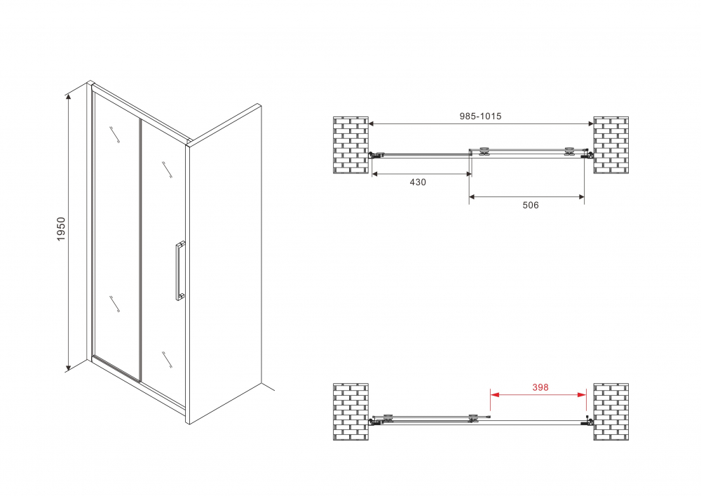 Душевая дверь ABBER Schwarzer Diamant AG30100BH