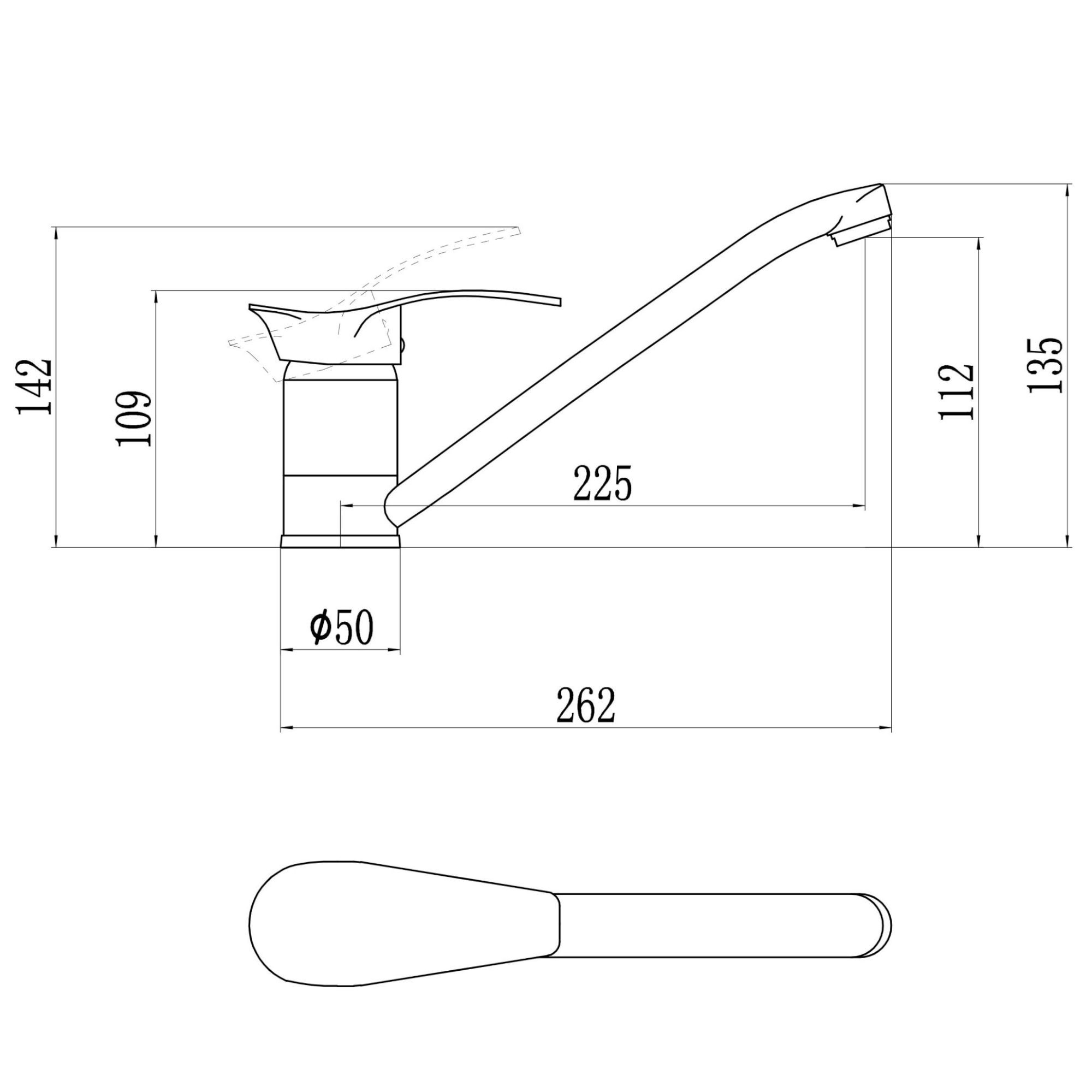 Смеситель для кухни Savol S-T4906-1, хром