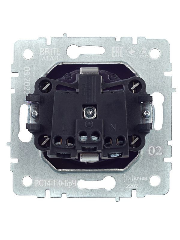 Розетка BRITE РС14-1-0-БрЧ 16А с заземл. защ. шторки механизм черн. IEK BR-R14-16-K02
