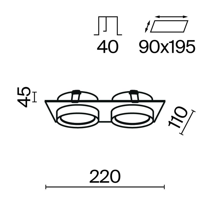 Светильник Hoop 2х12Вт GX53 встраив. Maytoni DL086-02-GX53-SQ-W
