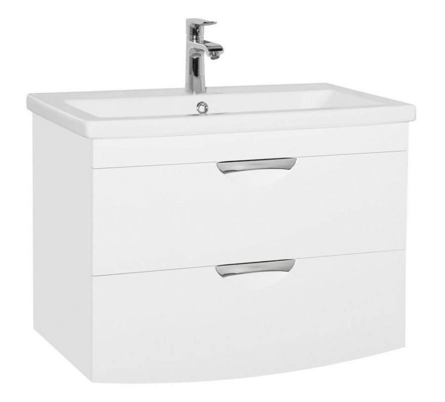 Тумба подвесная "Жасмин 2" (2 ящ.), Комо 80, Люкс белая, PLUS