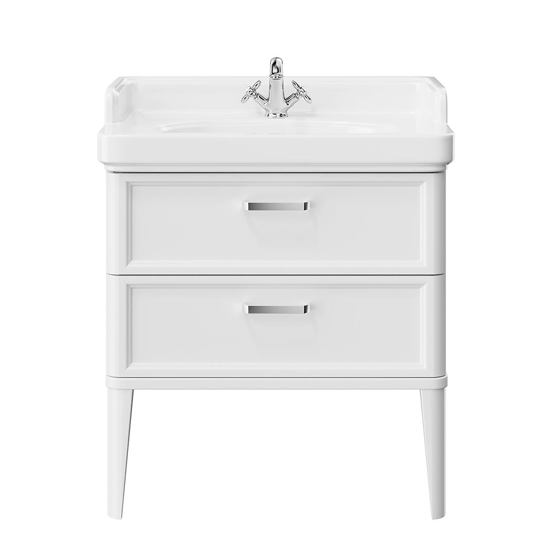 Тумба POMPEI напольная с 2 ящиками 80, белая глянцевая