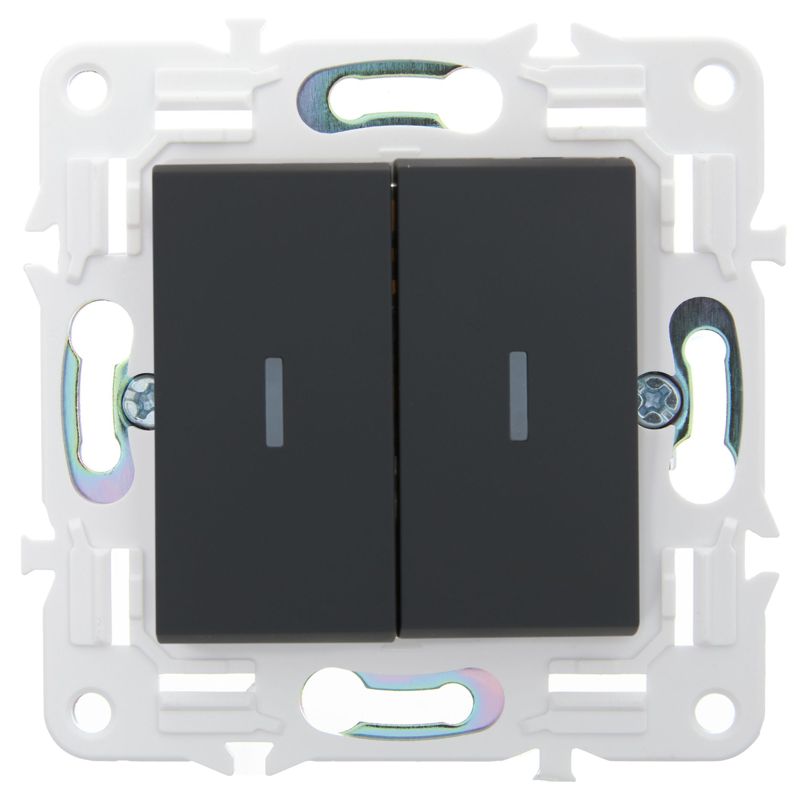 Выключатель проходной 2-кл. SKANDY 10А SK-V10G с индикацией графит IEK SK-V22-1-10-K53