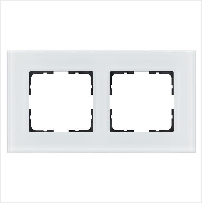 Рамка 2-м G-Glass стекло бел. White Glass Jasmart G1002GW