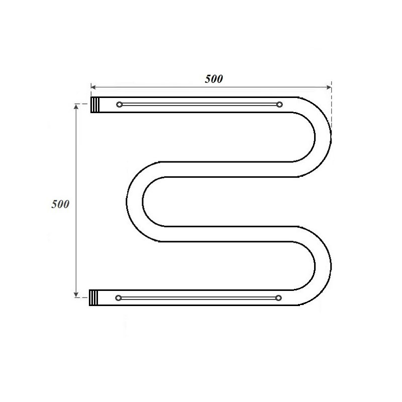 Полотенцесушитель водяной Point PN38555P 500x500 М-образный (1") с полкой, хром