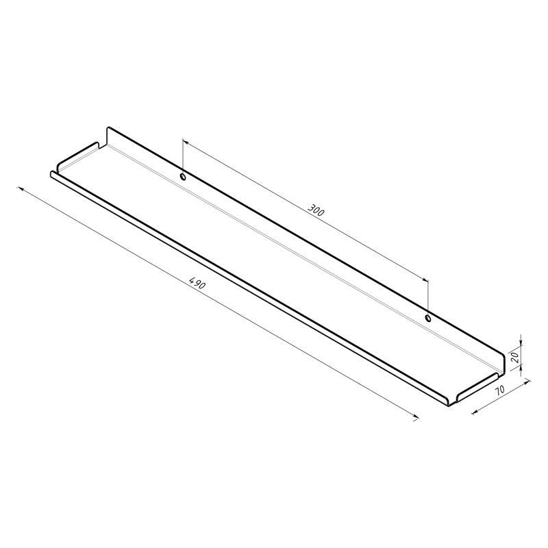 Полка для хранения 490x70мм металлическая настенная черн. Rexant 38-0674