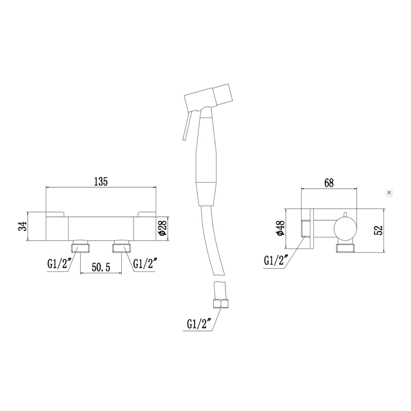Гигиенический душ без смесителя Fmark FS-FXQ03C, матовое золото