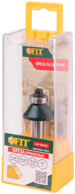 Фреза кромочная конусная с нижним подшипником DхHхL=25х10х54.3мм FIT 3607-081025