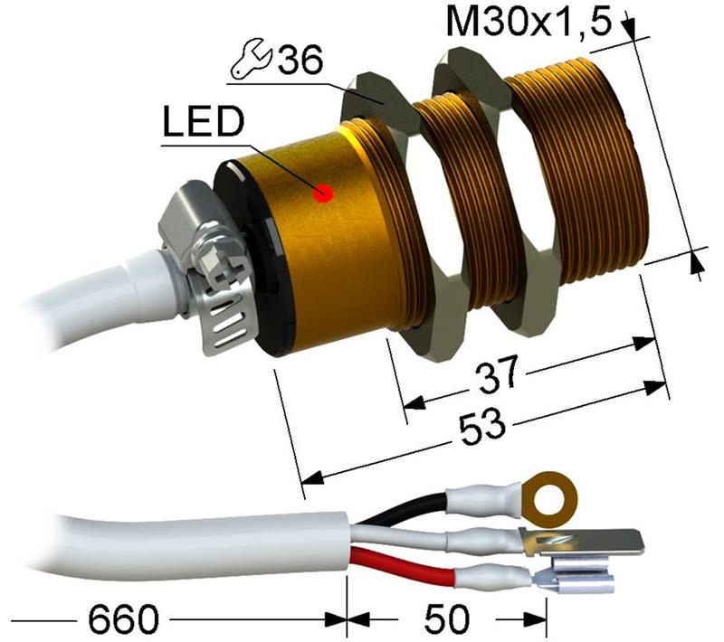 Выключатель бесконтактный PS2A-30M53-10B31-ZN-Y05 (ВБ2А1.30М.53.10.3.1.Z.1(500мА)) МЕГА-К A8010-02838056