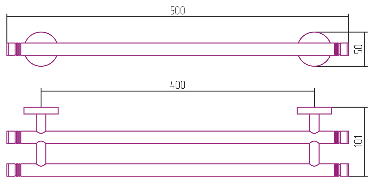 Полотенцедержатель Сунержа Держатель полотенец КАНЬОН двойной / L 500