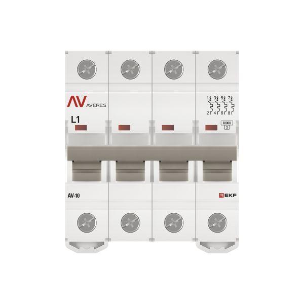 Выключатель автоматический модульный 4п L 1А 10кА AV-10 AVERES EKF mcb10-4-01L-av