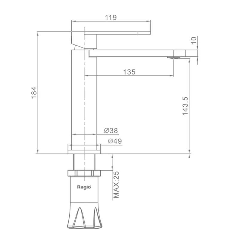 Смеситель для раковины Raglo R10.10.05, сатин