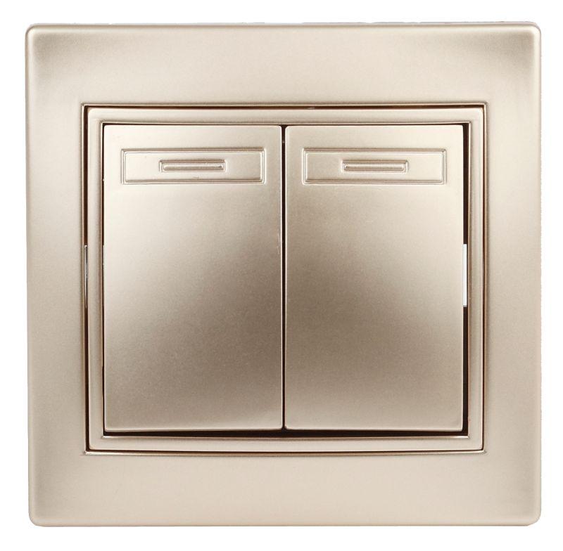 Переключатель 2-кл. СП Plano 1-107-04 10А 250В IP20 шампань Intro Б0053808