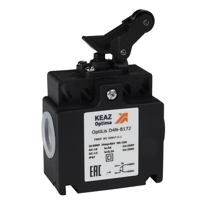 Выключатель концевой OptiLiS D4N-8172 рычаг роликовый вертикальное перемещение EN 50047 XCKT2127P16 КЭАЗ 365317