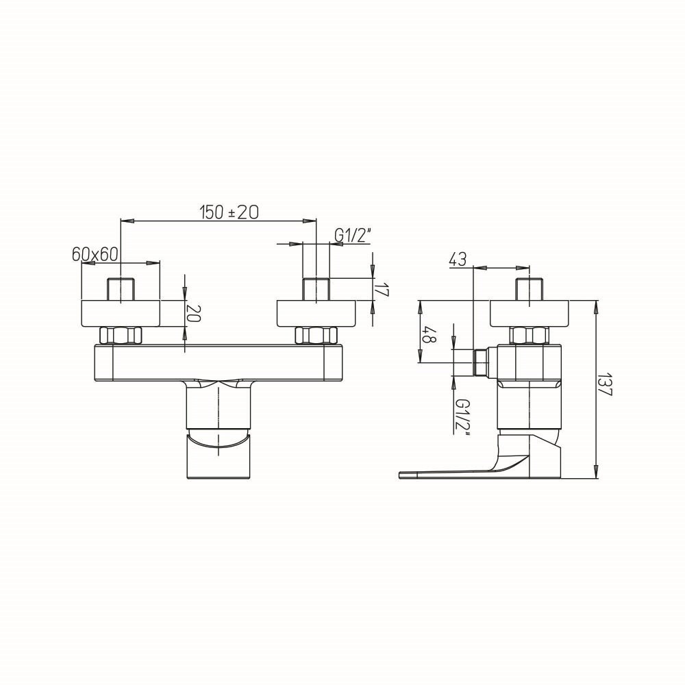 Смеситель Paini Flat KKCR5112SLMKM для душа