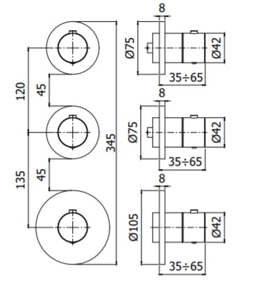 Внешняя часть смесителя Paffoni MODULAR BOX MDE018NO на 2 выхода Черный матовый