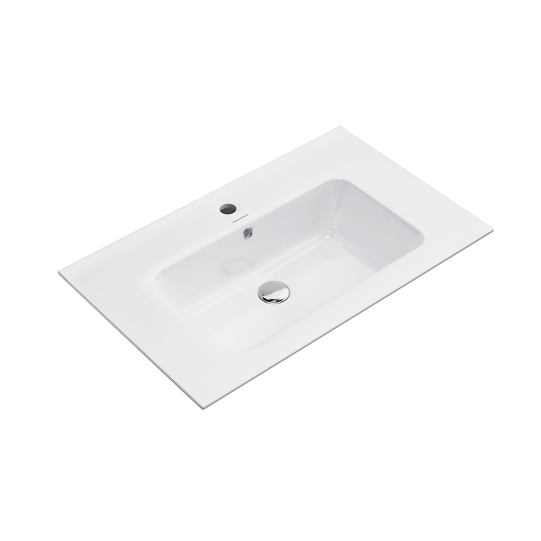 Раковина PIANO подвесная/мебельная 75, белая глянцевая