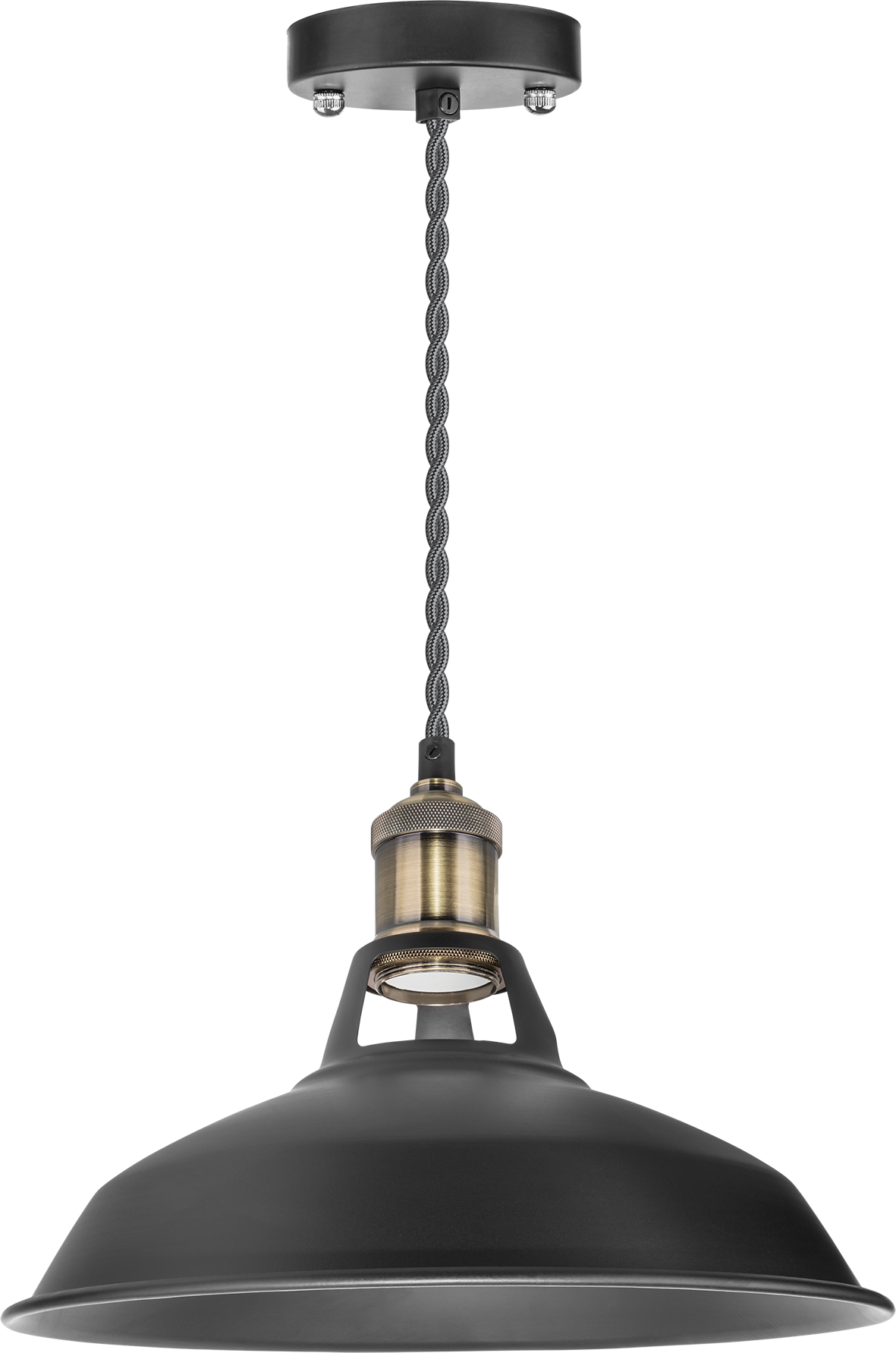 Светильник с плафоном провод 1.5м Е27 декор черный/бронза